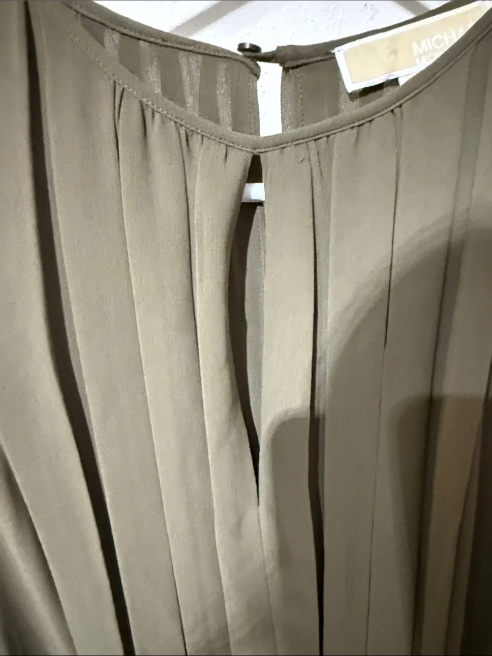 Michael Kors Olive Pleated Sleeveless Mini Dress